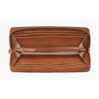 Textured Grain Logo Zip Continental Wallet