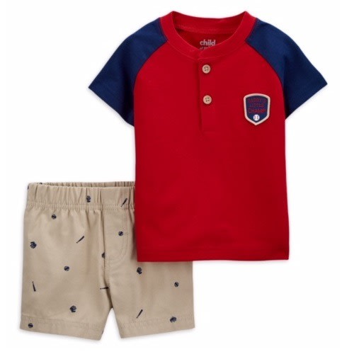 Child Of Mine Baby Boys Henley T-shirt & Shorts Outfit Set