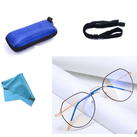 Anti Blue Ray Light Blocking Glasses With Case, Rope And Cleaning Cloth
