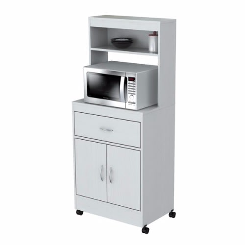 Microwave Cart with Storage Cabinet - White