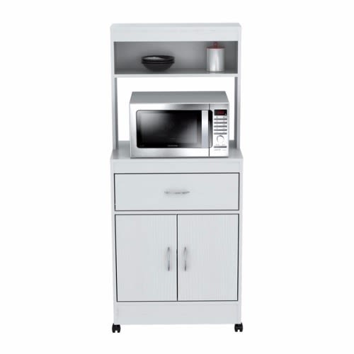 Microwave Cart with Storage Cabinet - White