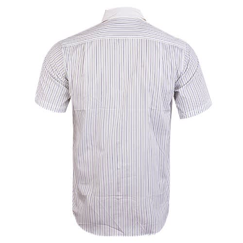 Men's Fitted Short Sleeve Stripe Shirt With Chest Pocket