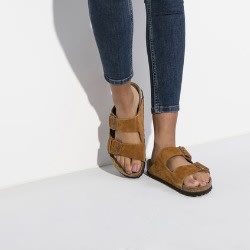 Brown Unisex Suede Leather Birkenstock Slide