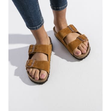 Brown Unisex Suede Leather Birkenstock Slide