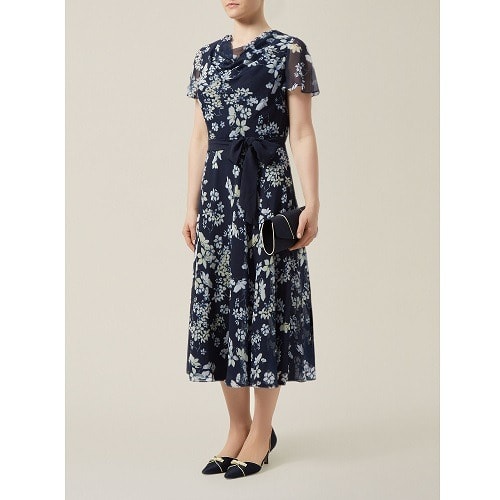 Butterfly Floral Chiffon Dress With Belt