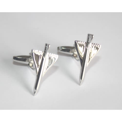 Triangular Kite Shaped Cufflinks - Silver