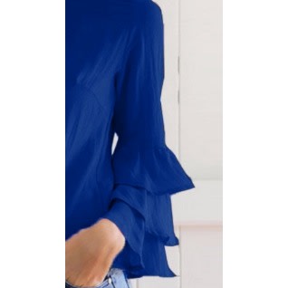 Plain 3 Step Sleeve Top - Blue