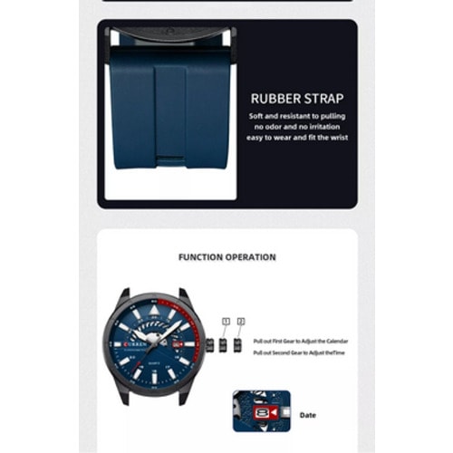 Men Silicon Strap Watch - Blue