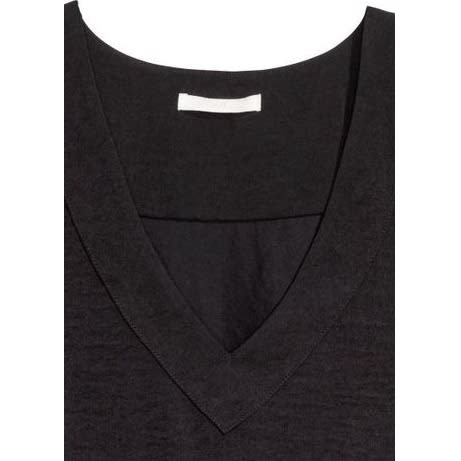 V-neck Satin Blouse-Black