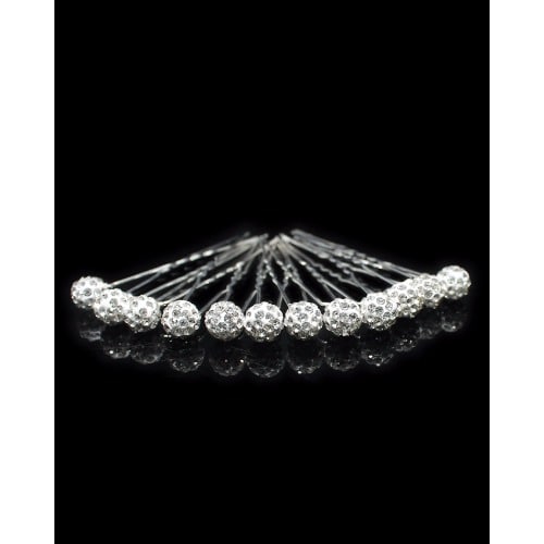 Bridal Rhinestone Hair Pin- Pack of 12- Silver
