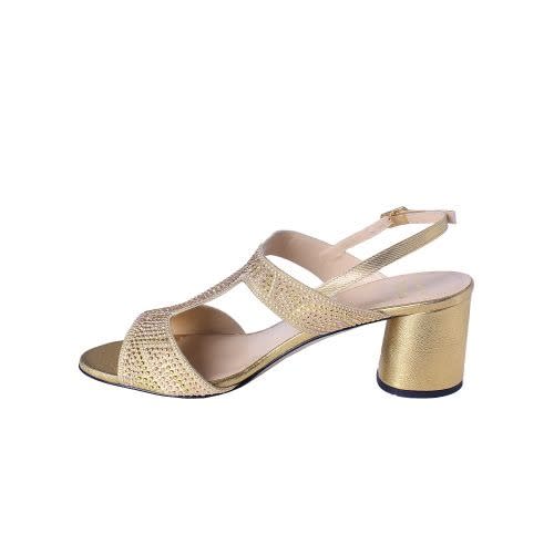 Musella Gold Sandals With Rose-gold Accessories