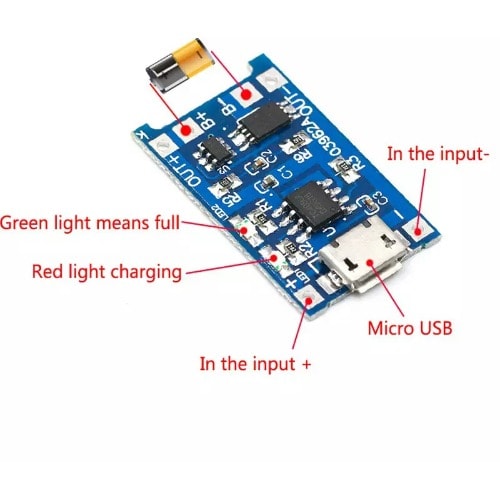 5V 1A Lithium Battery Charger Module With Protection - 18650