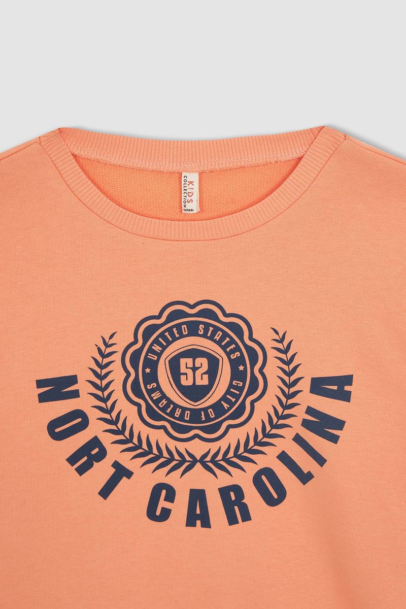 Girl Knitted Regular Fit C Neck Sweat Shirt - Orange