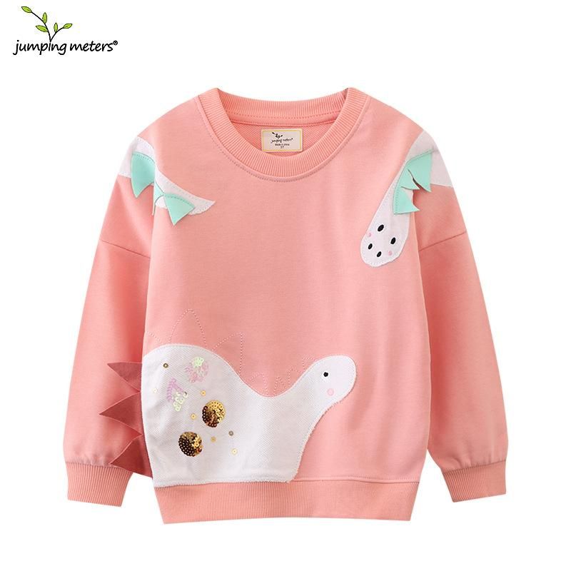 Girls Sweatshirt Long Sleeve Dinosaur Pattern Sweatshirt Pink