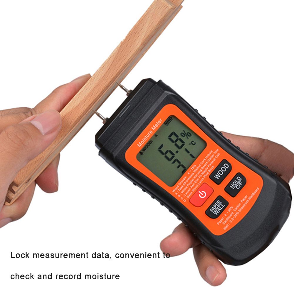 Two Pins Timber Damp Moisture Meter Detector 3 Mode Digital Wood Humidity Tester Detector Portable Wood Moisture MeterDetector