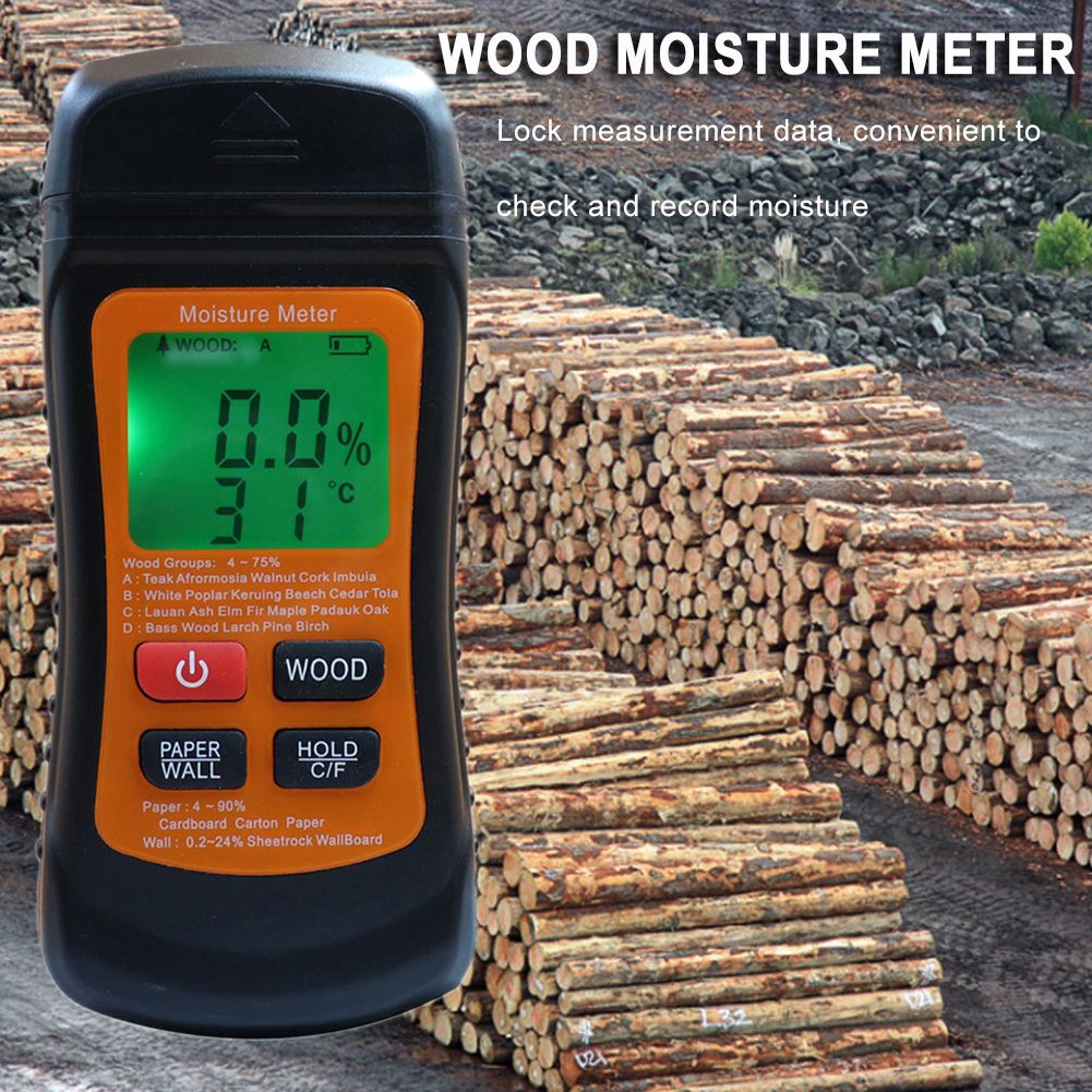 Two Pins Timber Damp Moisture Meter Detector 3 Mode Digital Wood Humidity Tester Detector Portable Wood Moisture MeterDetector