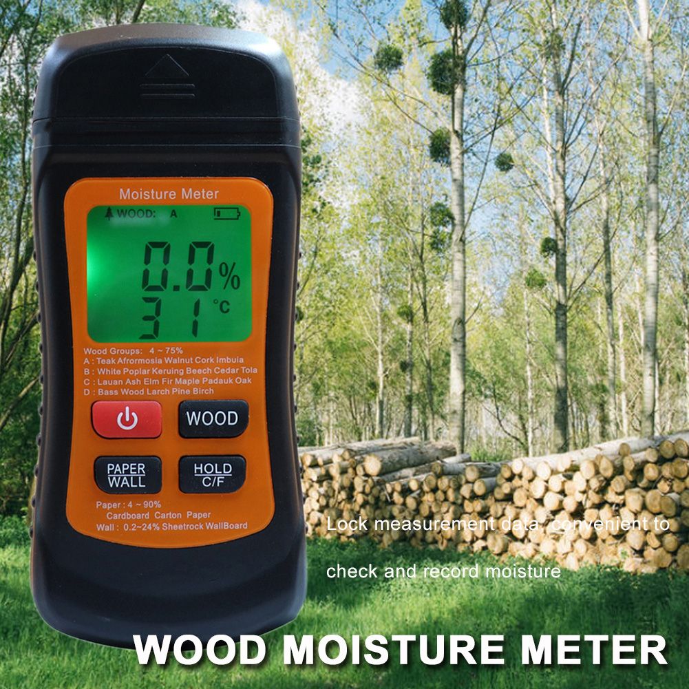 Two Pins Timber Damp Moisture Meter Detector 3 Mode Digital Wood Humidity Tester Detector Portable Wood Moisture MeterDetector