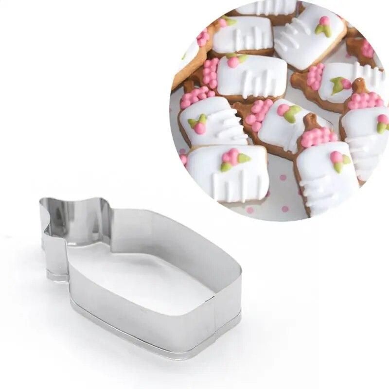 7Pcs/Set Stainless Steel Baby Stroller Feeding Bottle Clothes Bib Shape DIY Cookie Cutter Biscuit Mold Baking Decorating Tools