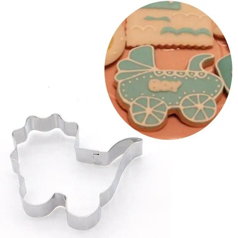 7Pcs/Set Stainless Steel Baby Stroller Feeding Bottle Clothes Bib Shape DIY Cookie Cutter Biscuit Mold Baking Decorating Tools