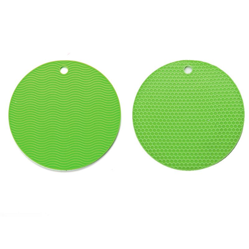 Silicone Pot Holder Trivet Mat Jar Opener Spoon-Green 2pcs