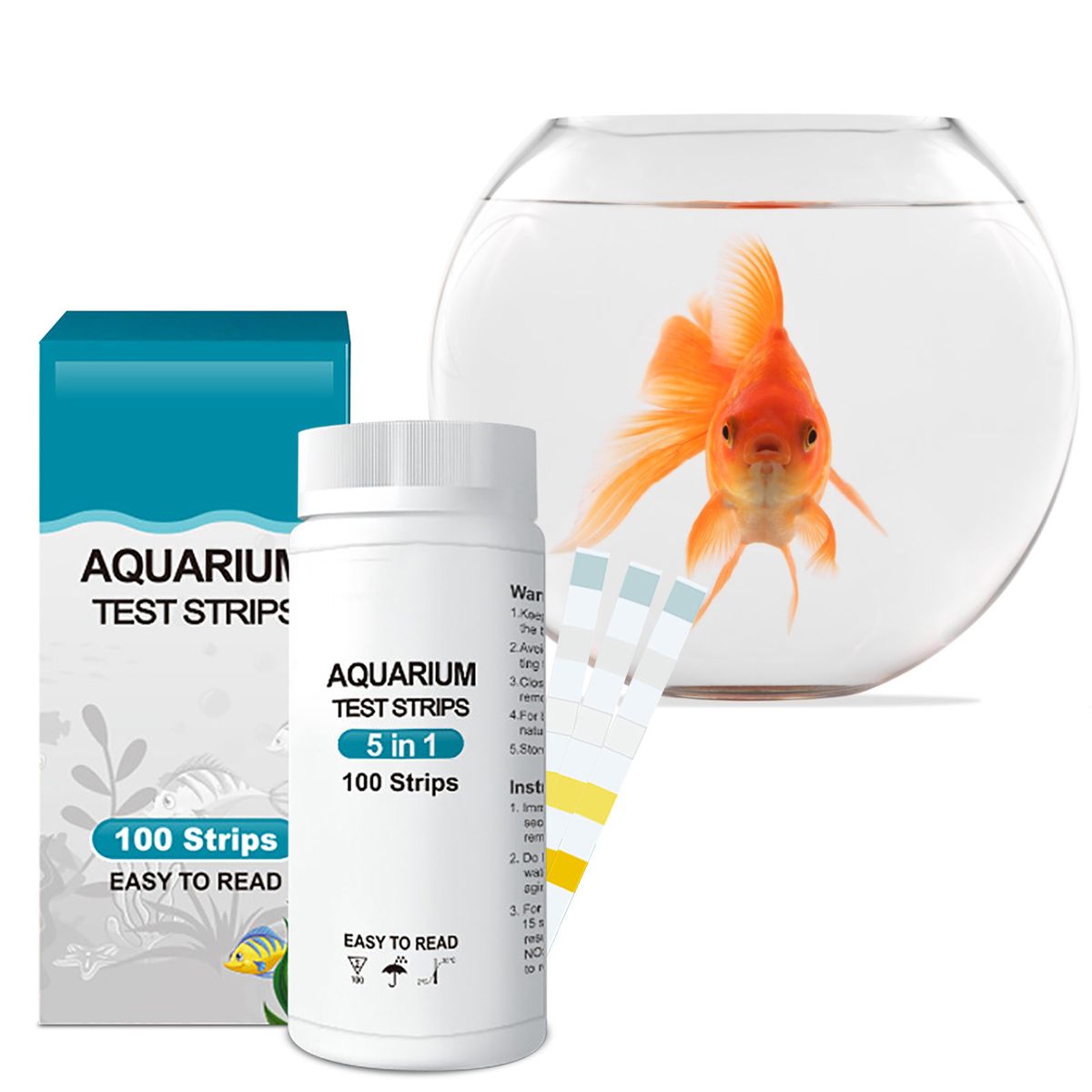 PH Test Strips Aquarium Water Quality Testing Strips Detecting Total Hardness Nitrite Nitrate Carbonate PH Fish Tank Testing Kit