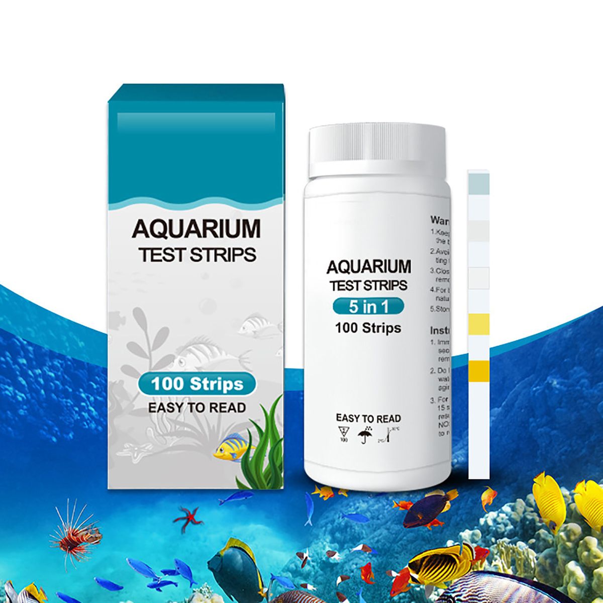 PH Test Strips Aquarium Water Quality Testing Strips Detecting Total Hardness Nitrite Nitrate Carbonate PH Fish Tank Testing Kit