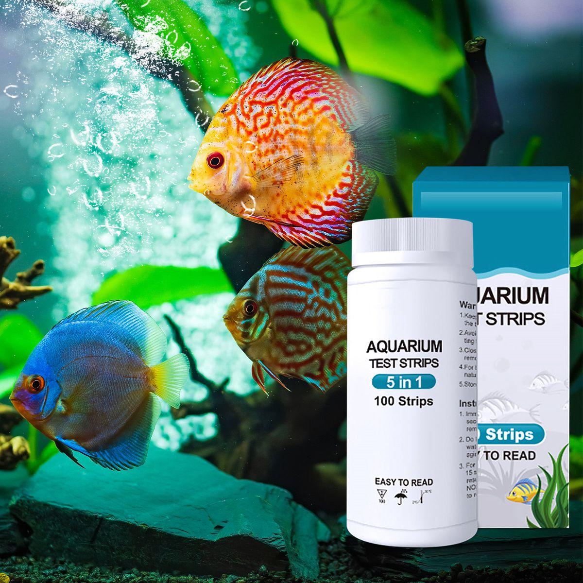 PH Test Strips Aquarium Water Quality Testing Strips Detecting Total Hardness Nitrite Nitrate Carbonate PH Fish Tank Testing Kit