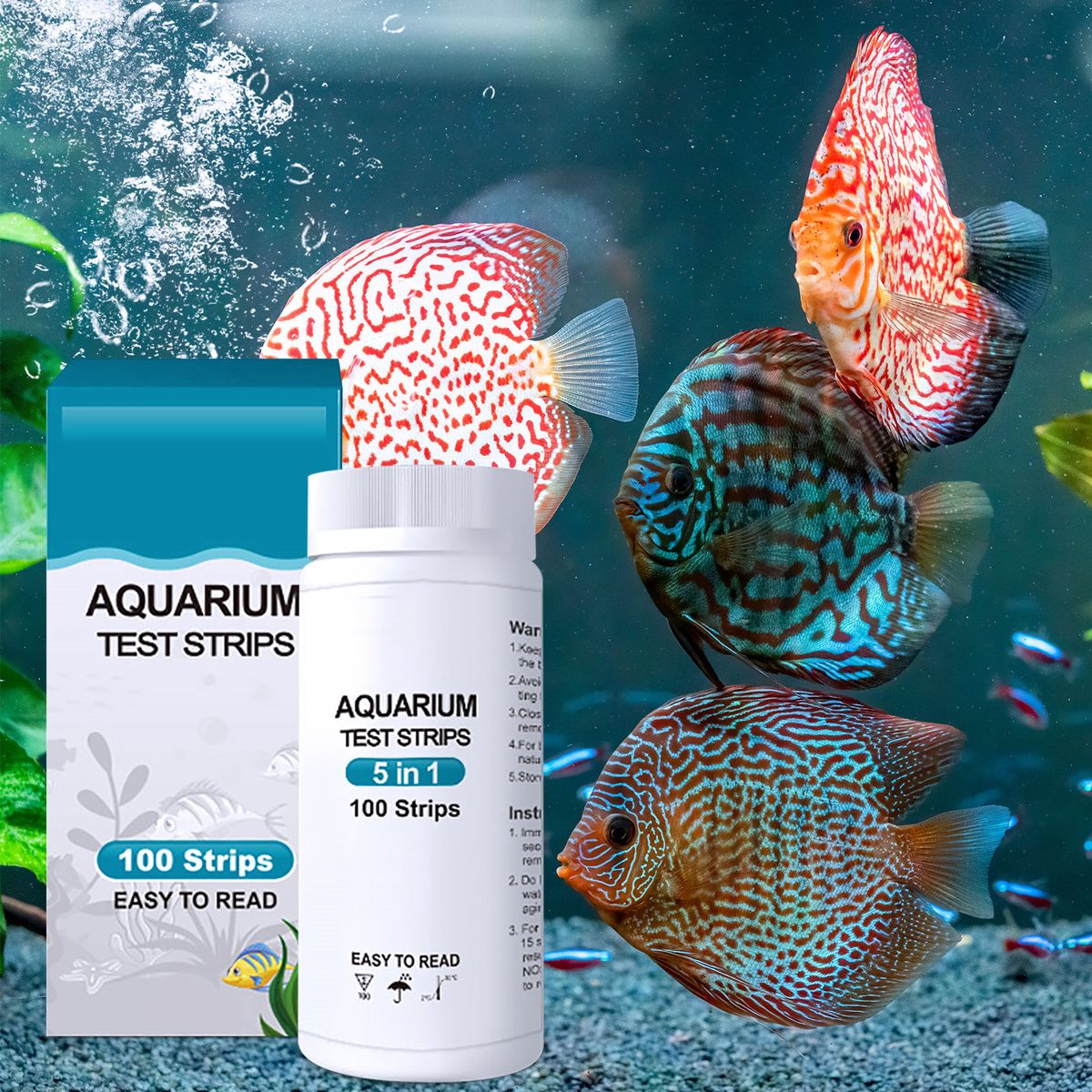 PH Test Strips Aquarium Water Quality Testing Strips Detecting Total Hardness Nitrite Nitrate Carbonate PH Fish Tank Testing Kit
