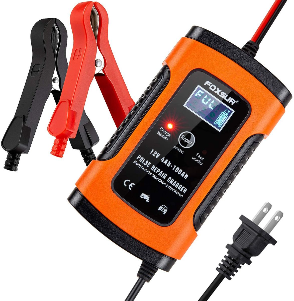 12V Motorcycle & Car Automatic Intelligent Battery Charger, EFB AGM GELs Pulse Repair Battery Charger With LCD Display
