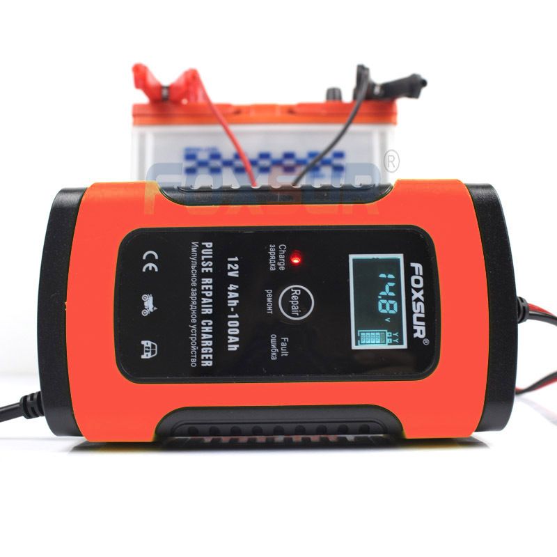 12V Motorcycle & Car Automatic Intelligent Battery Charger, EFB AGM GELs Pulse Repair Battery Charger With LCD Display