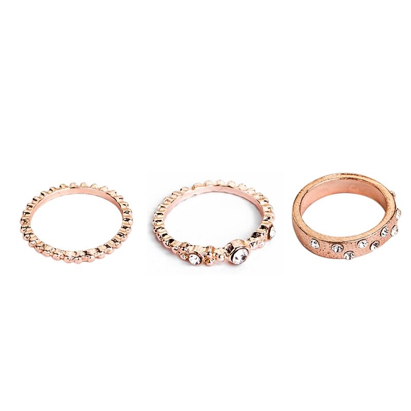 5 PCS/Set Fashion Women Rose Gold Rhinestone Elegant Jewelry Set, Ring Size:9