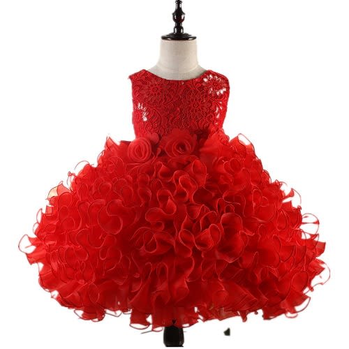 Full A-Shape Gown For Girls - Red