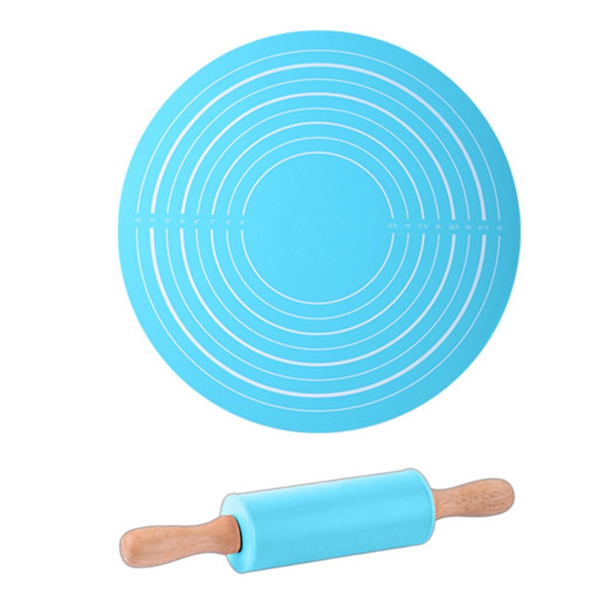 1 Set Kneading Mat Kneading Pad with Rolling Pin Set Blue