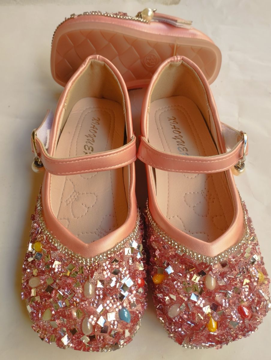 Girls Shimmer Glitter Shinning Christmas Party Birthday Flat Shoe-Watermelon Red