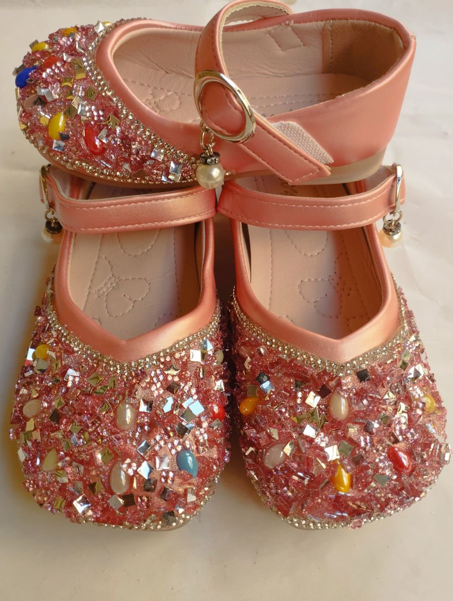 Girls Shimmer Glitter Shinning Christmas Party Birthday Flat Shoe-Watermelon Red
