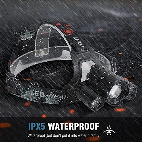 BORUIT LED Rechargeable Headlamp With Red Light 6000 Lumens