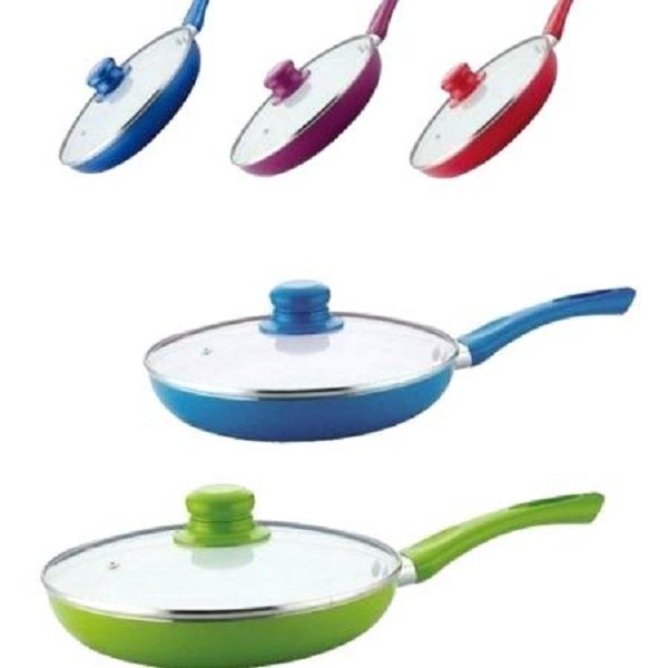 Large- Non Stick Kitchen Cooking Fry Pan With Glass Cover