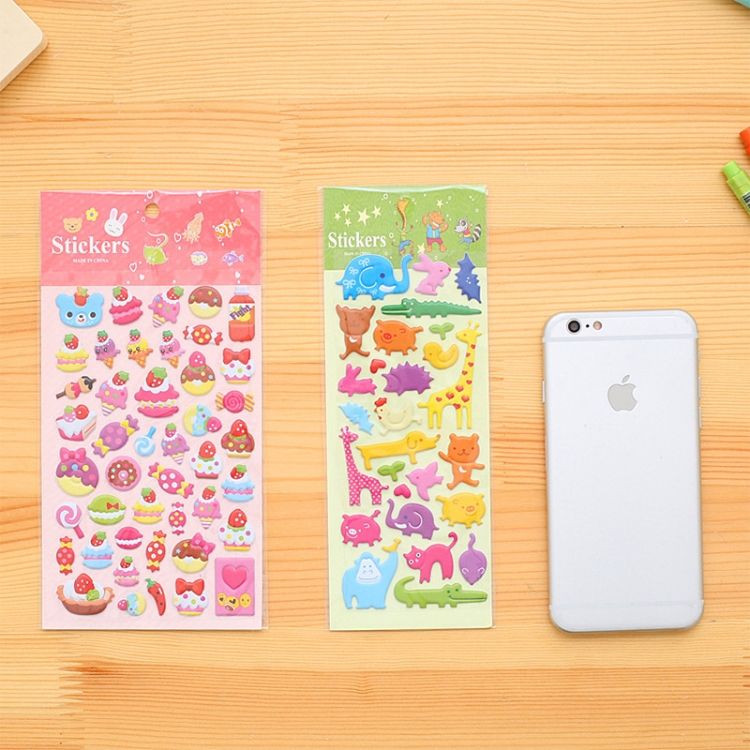 2 PCS Cartoon Diary Decorative DIY Bubble Sticker