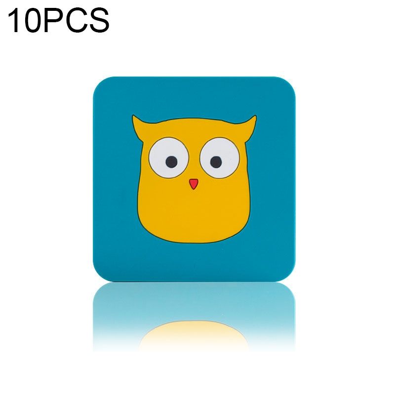 10 PCS Anti-scald And Heat-resistant Placemats Home Waterproof And Oil-proof Table Mats Silicone Coasters, Size:Small, Style:Owl