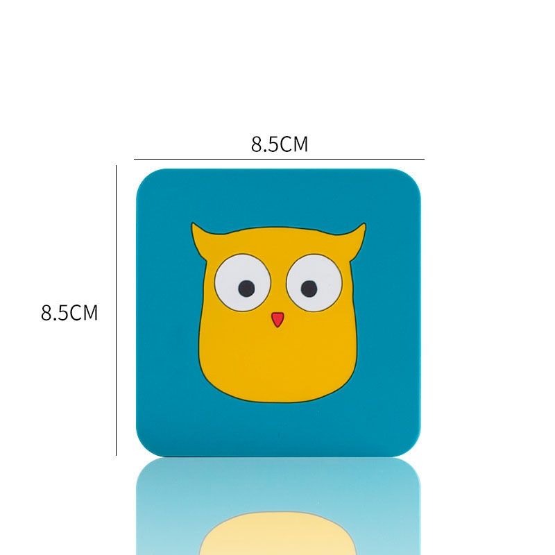 10 PCS Anti-scald And Heat-resistant Placemats Home Waterproof And Oil-proof Table Mats Silicone Coasters, Size:Small, Style:Owl