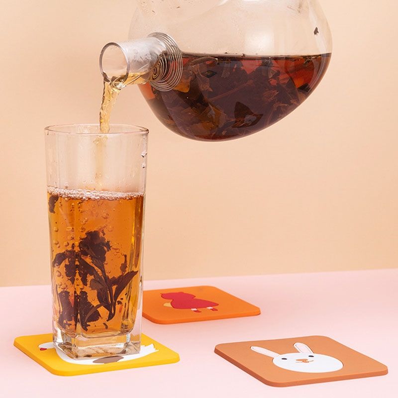 10 PCS Anti-scald And Heat-resistant Placemats Home Waterproof And Oil-proof Table Mats Silicone Coasters, Size:Small, Style:Owl