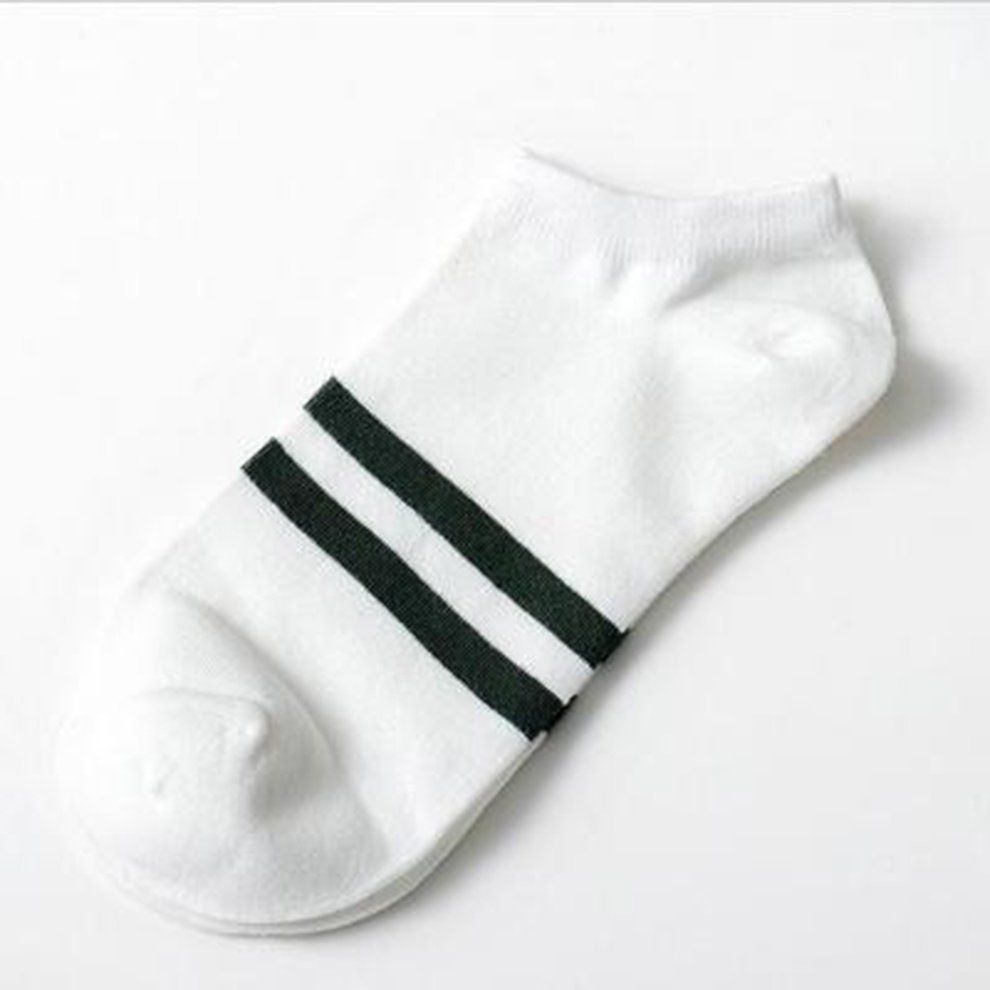 Men Boys  Ple Ankle Socks Summer Breathable Toddler Low Cut Sweat Socks-Milk-black Circle-Two Poles