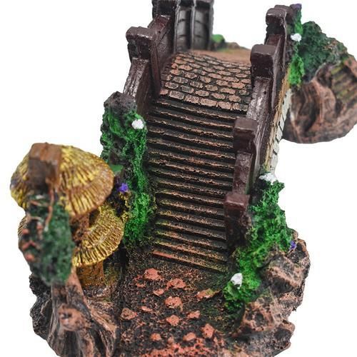 Aquarium Fish Tank Vintage Decorative Bridge Landscape Ornaments Pavilion Tree Plants Resin Design Pet Supplies Home Decorations