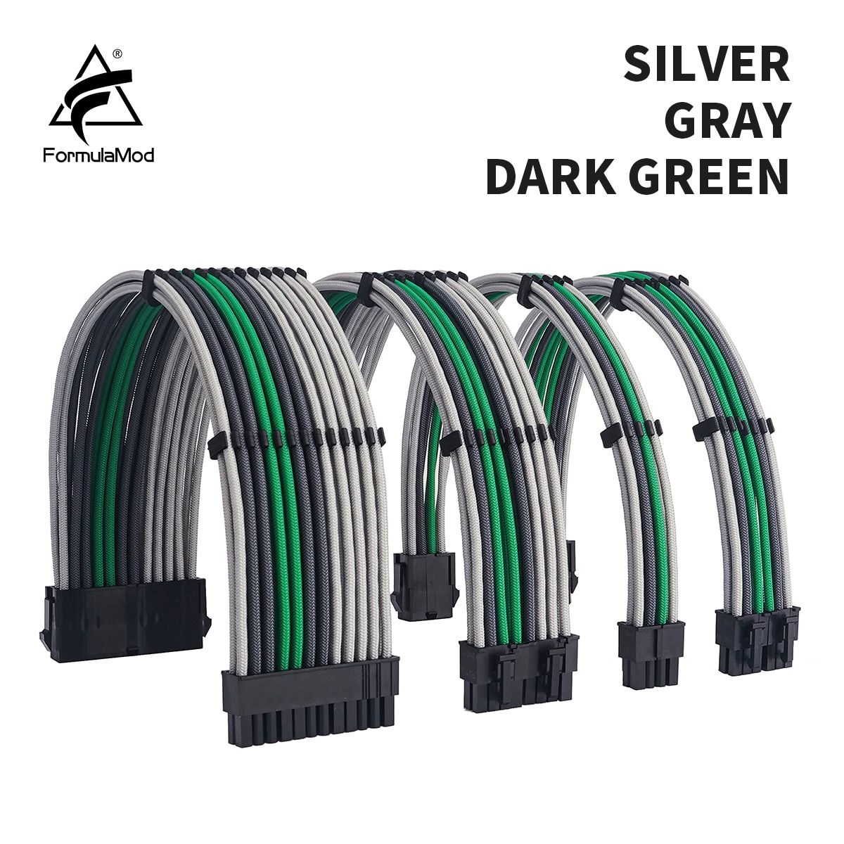 FormulaMod NCK3 Series PSU Extension Cable Kit , Solid Color Cable Mix Combo 300mm ATX24Pin PCI-E8Pin CPU8Pin With Combs