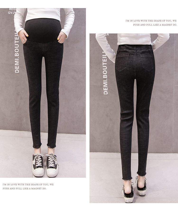 Washed Denim Skinny Maternity Jeans Autumn Spring Fashion Belly Pencil Trousers