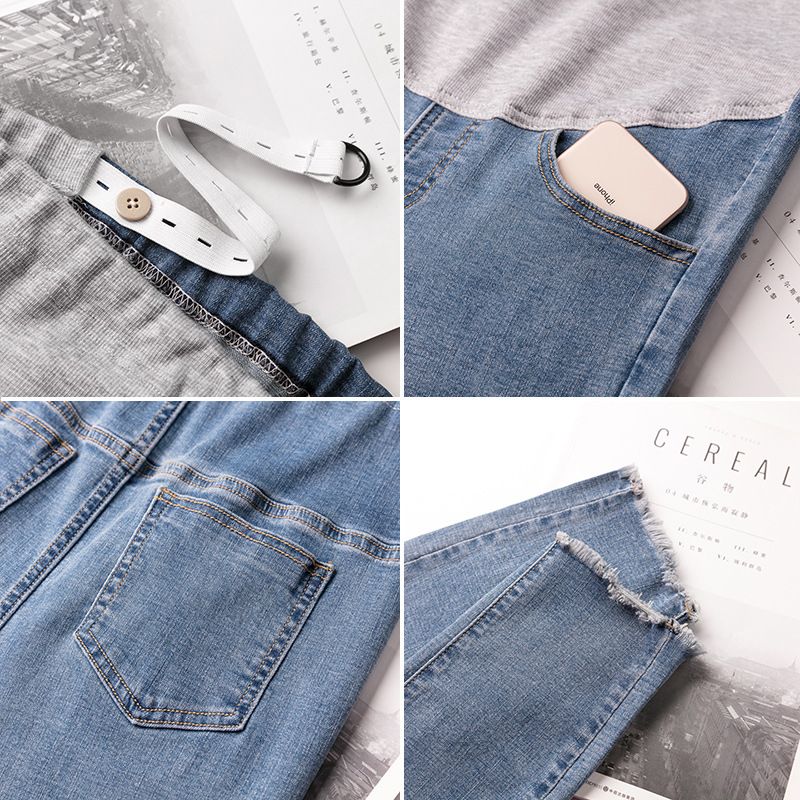 Washed Denim Skinny Maternity Jeans Autumn Spring Fashion Belly Pencil Trousers