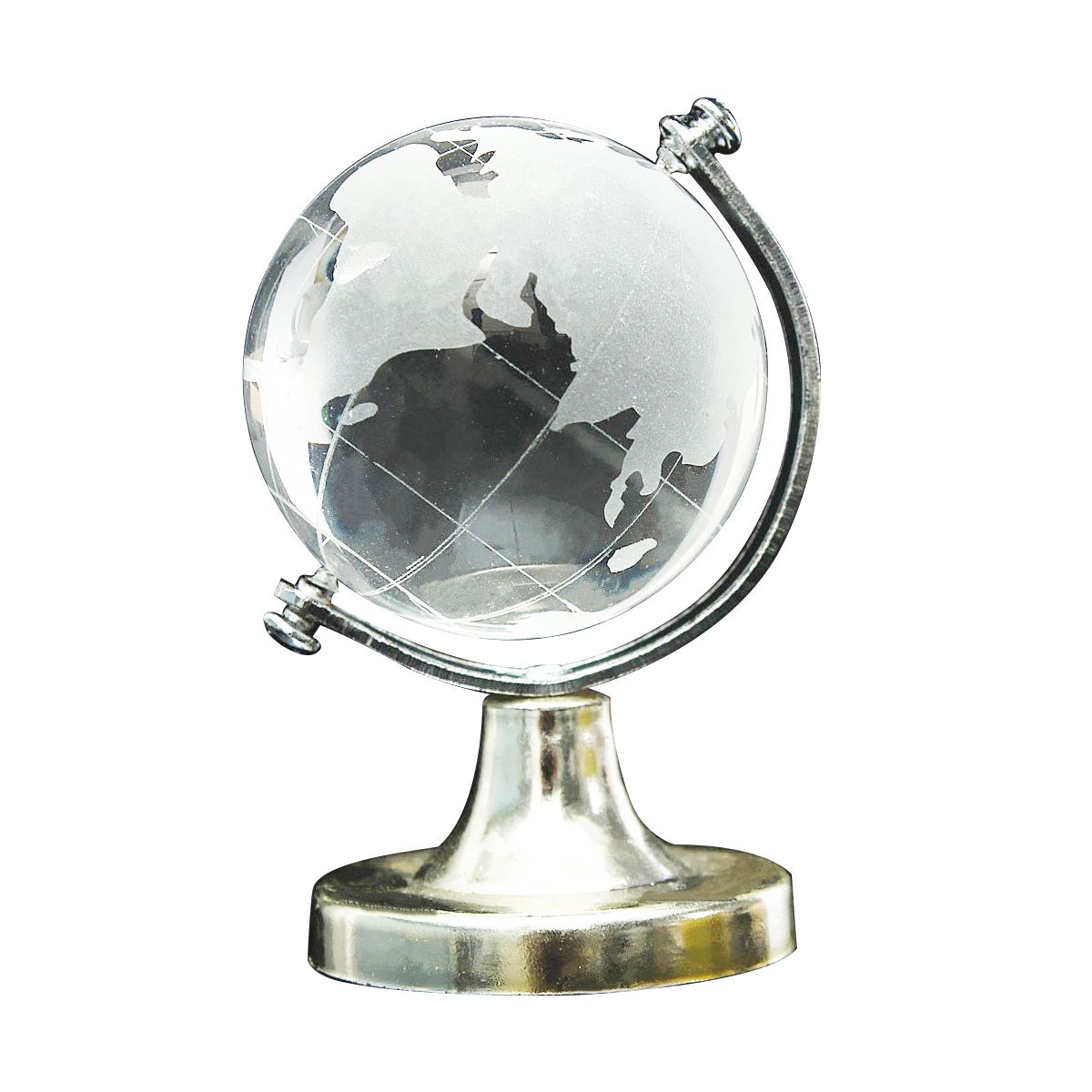Crystal Glass Frosted Wod Globe Stand Paperweight Home Desk