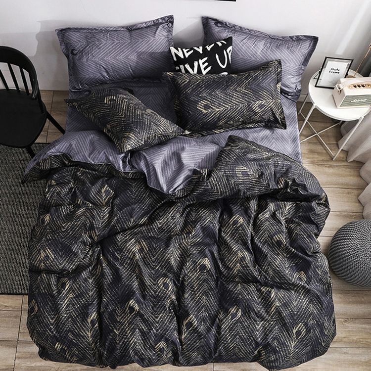 Marble Pattern Set Sanded Printed Quilt Cover Pillowcase