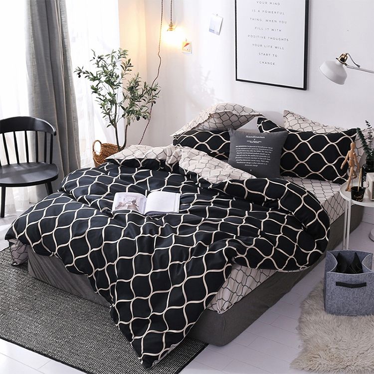 Marble Pattern Set Sanded Printed Quilt Cover Pillowcase