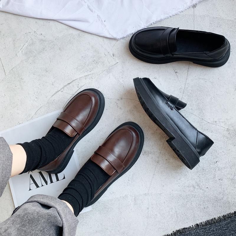 Zapatos de tacon bajo para mujer, mocasines con lazo de cuero lliso, sin cordones, puntiagudos, tacones gruesos, Oxfords, Primavera